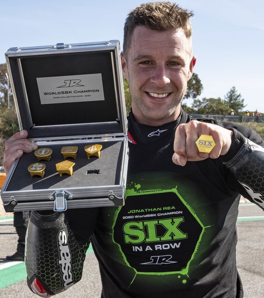 Jonathan Rea showing Rings