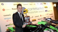 SBK - Jonathan Rea receives the Joey Dunlop Trophy at the 2016 Irish Racer Awards. 